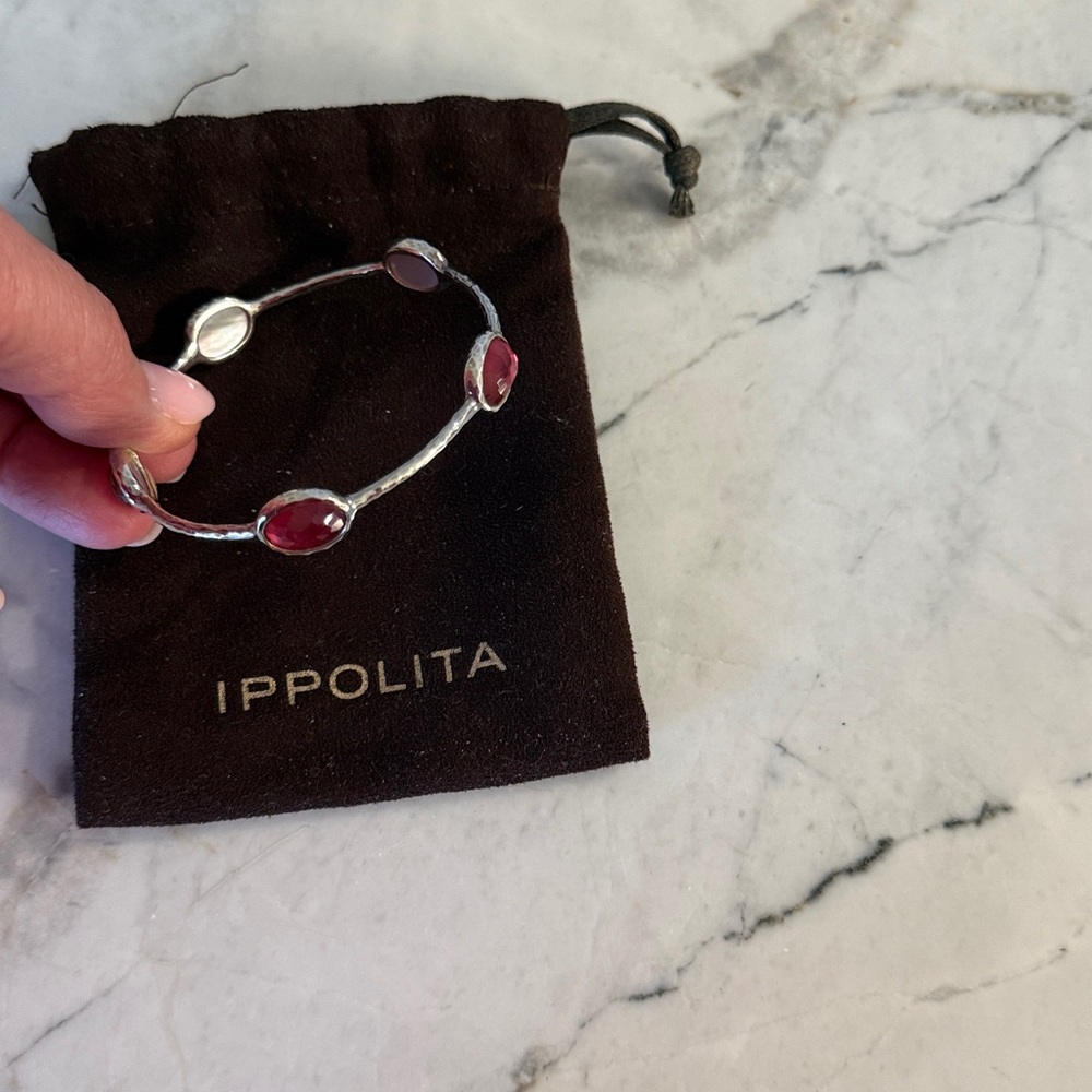Ippolita Silver Bracelet with 5 pink stones